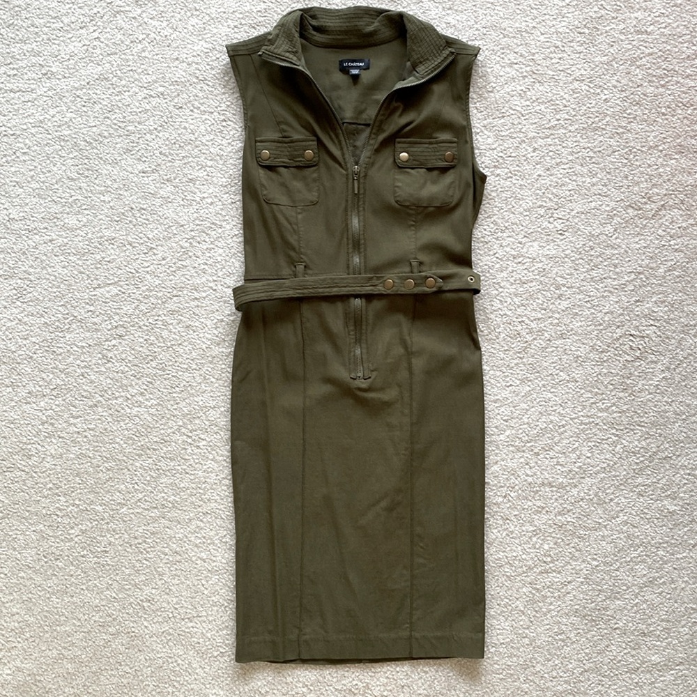 Le Chateau dark olive fitted dress.